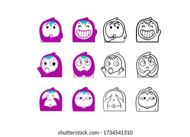 Cute round vector character set collection for kids and as icons for your next project.