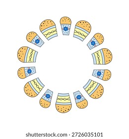 Coroa redonda bonito com doodle bolo de kulich Páscoa isolado no fundo branco. Biscoitos panettone italianos.