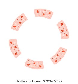 Cute round wreath with strawberry ruby chocolate isolated on white background.