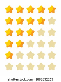 Cute rounded 5 stars rating set, ideal for web or mobile app for rating products for example.