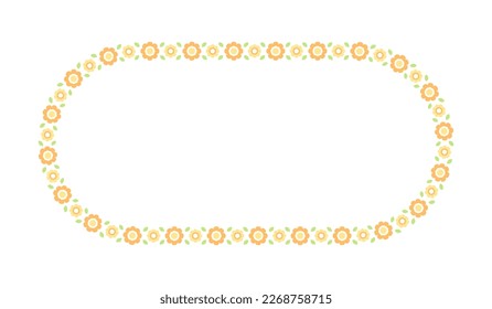 Cute Rounded Oval Floral Frame Border. Simple minimal flower wreath arrangement perfect for wedding invitations and birthday cards