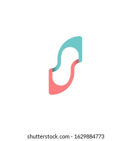 Cute rounded S letter initial overlap style logo design vector template