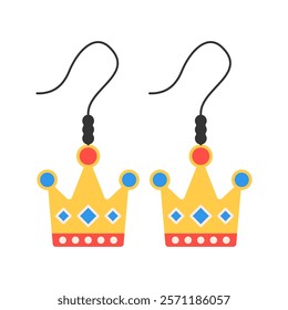 Cute Royal Crown Earrings Illustration