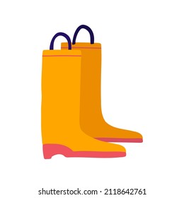 Cute rubber boots for autumn, tourism, fishing. Simple gumboots in flat style. Vector illustration for web and mobile design.