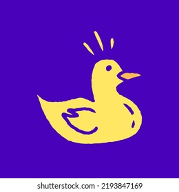 Cute rubber duck cartoon, illustration for t-shirt, sticker, or apparel merchandise. With modern pop and retro style.