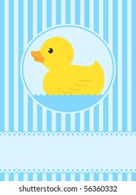 Cute rubber duck greeting card with copy space for your text - vector