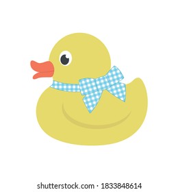 Cute rubber duck isolated on white. Vector illustration.