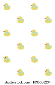 Cute rubber duck seamless pattern. Vector illustration.