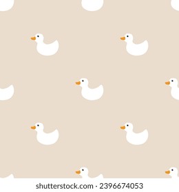 Cute rubber duck Seamless Pattern, Cartoon ducks Background vector Illustration.