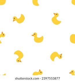 Cute rubber duck Seamless Pattern, Cartoon ducks Background vector Illustration.