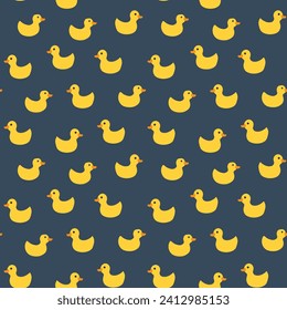 Cute rubber duck Seamless Pattern, Cartoon ducks Background vector Illustration.