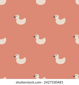 Cute rubber duck Seamless Pattern, Cartoon ducks Background vector Illustration.