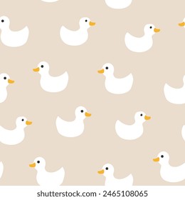 Cute rubber duck Seamless Pattern, Cartoon ducks Background vector Illustration.