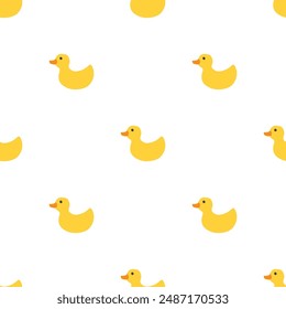 Cute rubber duck Seamless Pattern, Cartoon ducks Background vector Illustration.