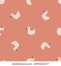 Cute rubber duck Seamless Pattern, Cartoon ducks Background vector Illustration.