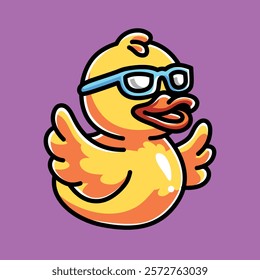 Cute Rubber Duck Vector Cartoon Illustration. Animal Character Icon Concept Isolated Premium Vector. Flat Cartoon Concept. Cute Doodle Cartoon Illustration Style. Suitable for Any Project