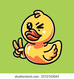 Cute Rubber Duck Vector Cartoon Illustration. Animal Character Icon Concept Isolated Premium Vector. Flat Cartoon Concept. Cute Doodle Cartoon Illustration Style. Suitable for Any Project