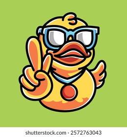 Cute Rubber Duck Vector Cartoon Illustration. Animal Character Icon Concept Isolated Premium Vector. Flat Cartoon Concept. Cute Doodle Cartoon Illustration Style. Suitable for Any Project