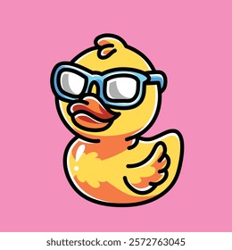 Cute Rubber Duck Vector Cartoon Illustration. Animal Character Icon Concept Isolated Premium Vector. Flat Cartoon Concept. Cute Doodle Cartoon Illustration Style. Suitable for Any Project