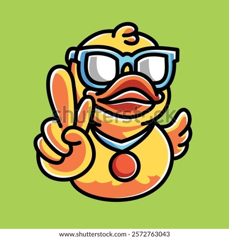 Cute Rubber Duck Vector Cartoon Illustration. Animal Character Icon Concept Isolated Premium Vector. Flat Cartoon Concept. Cute Doodle Cartoon Illustration Style. Suitable for Any Project