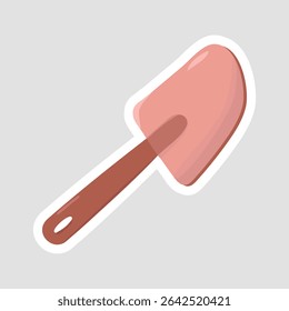 Adesivo de espátula de borracha bonito. Adesivo vetor de desenhos animados de uma espátula de borracha, ideal para cozimento, cozinhar e utensílios de cozinha temas