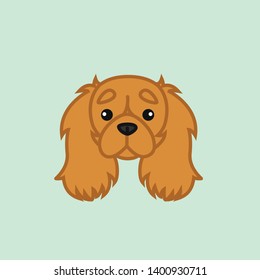 Cute Ruby Cavalier King Charles Spaniel Head Dog Cartoon Vector Illustration for Print, Greeting Card or Kids Shirt Design