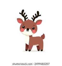 cute rudolph deer santa cartoon character vector illustration template design