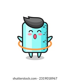 cute ruler cartoon is playing hula hoop , cute style design for t shirt, sticker, logo element