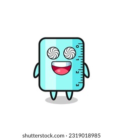 cute ruler character with hypnotized eyes , cute style design for t shirt, sticker, logo element