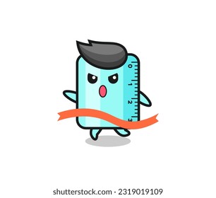 cute ruler illustration is reaching the finish , cute style design for t shirt, sticker, logo element