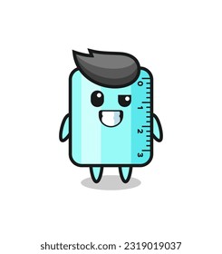 cute ruler mascot with an optimistic face , cute style design for t shirt, sticker, logo element