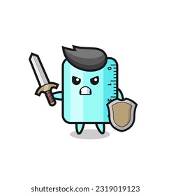 cute ruler soldier fighting with sword and shield , cute style design for t shirt, sticker, logo element