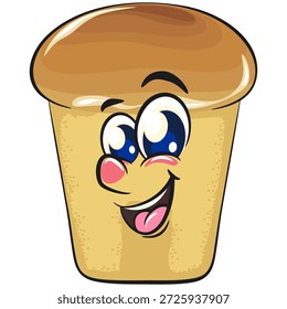 bonitinho rum baba bolo de desenho animado mascote personagem sorrindo vetor ilustração, trabalho de mão desenhada