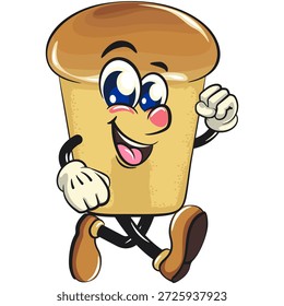 bonitinho rum baba bolo de desenho animado mascote personagem andando sorrindo vetor ilustração, trabalho de mão desenhada