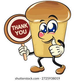 bonitinho rum baba bolo personagem mascote de desenho animado dizer obrigado com ilustração vetor sorridente, trabalho de mão desenhada
