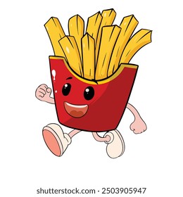 cute run french fries cartoon illustration