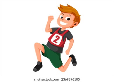 Cute Runner Boy Character Illustration