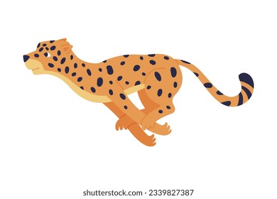 Laufender Babyleopard. Schöne Wildfresser-Tierkarikatur, Vektorgrafik