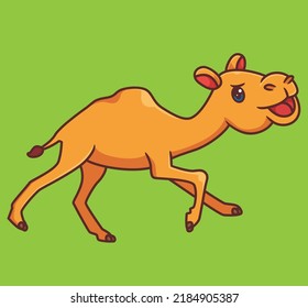 cute running camel. isolated cartoon animal illustration. Flat Style Sticker Icon Design Premium Logo vector. Mascot Character