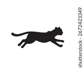 Cute running cheetah silhouette vector flat illustration design on white background