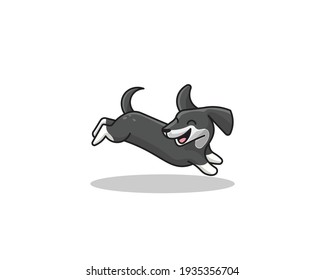 Cute Running Dog Cartoon – Happy Pet Character Illustration for Mascot or Sticker