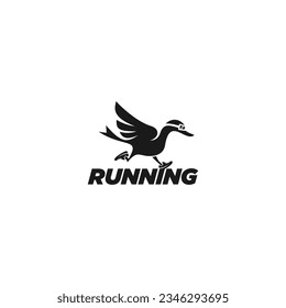 cute running duck silhouette logo design inspiration