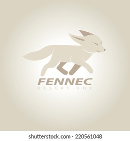 Cute running fennec desert fox logo template