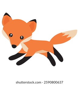 Cute running fox vector cartoon illustration