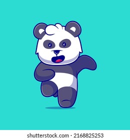 cute running panda illustration suitable for mascot sticker and t-shirt design