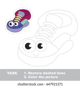 Cute Running Shoe. Dot to dot educational game for kids.