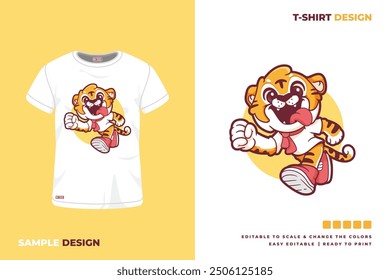 cute running tiger t shirt design