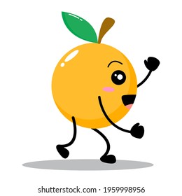 Cute running yellow banana illustration. Adorable banana character vector for mascot, logo, symbol on application, books, comic, art