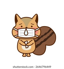 Cute Runny Nose Squirrel Character Illustration — Hay Fever, Cold, and Feeling Unwell