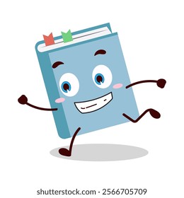 cute rush running expression of blue book cartoon character
